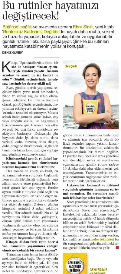 Ebru Şinik Sağlıklı ve İyi Yaş Alma Makalesi Hürriyet Kelebek