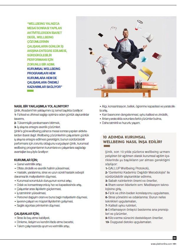 PLATIN Dergisi Ebru Şinik Kurumsal Wellbeing Röportaj Sayfası 151